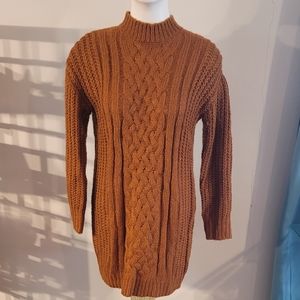 Junior's Long Sleeve Cable Knit Sweater Dress